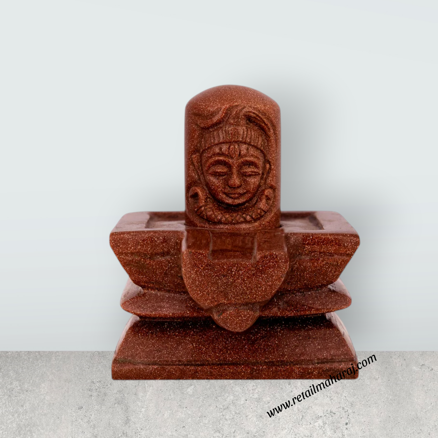 Shivling With Yoni Murti - 4 x 4.5 Inches | Red Sunstone Idol/ Shiv Ling Murti/ Shiva Lingam Statue for Pooja - Retail Maharaj
