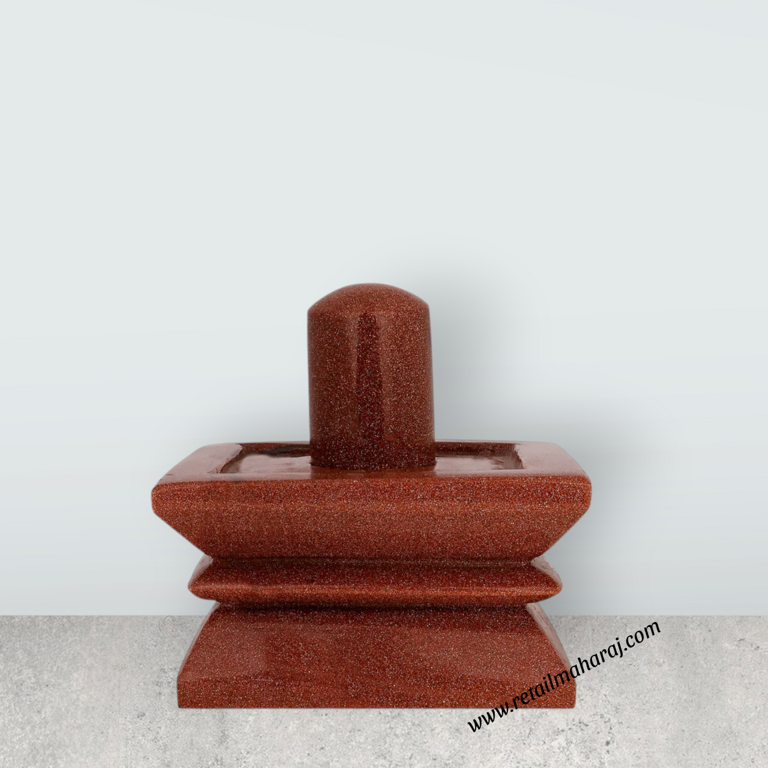 Shivling With Yoni Murti - 4 x 4.5 Inches | Red Sunstone Idol/ Shiv Ling Murti/ Shiva Lingam Statue for Pooja - Retail Maharaj