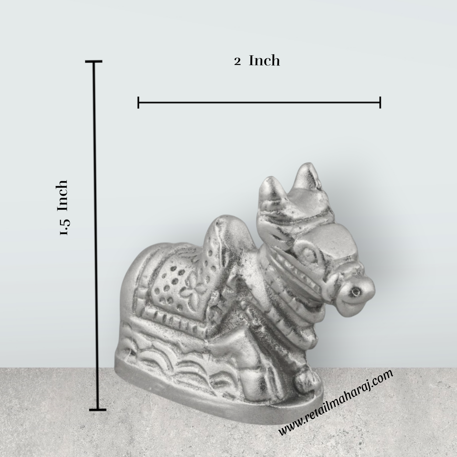Nandi Murti - 1.5 x 2 Inches | Nandi Statue/ Mercury Statue/ Nandi Idol for Pooja