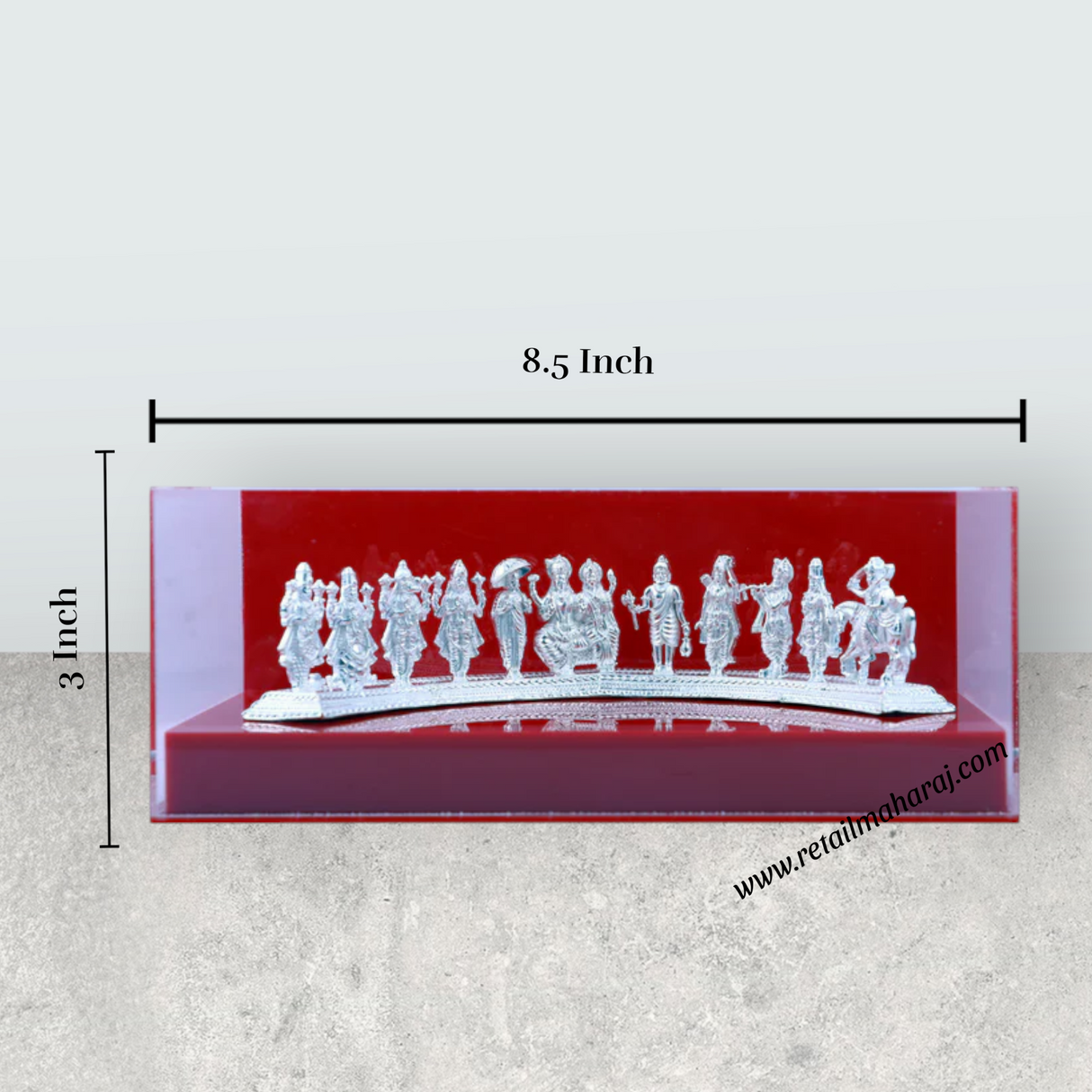 Dasavatharam Set - 3 x 8.5 Inches | Silver Vishnu Avatar Statue Set for Home - Retail Maharaj