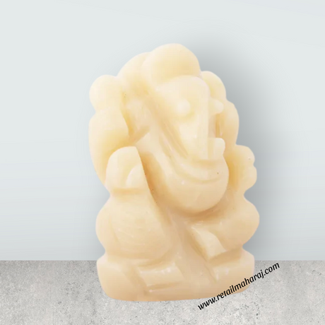 Ganesha Murti Statue - 2.5 x 1.75 Inches | Opal Statue/ Vinayaka Idol for Pooja/ 125 Gms Approx - Retail Maharaj