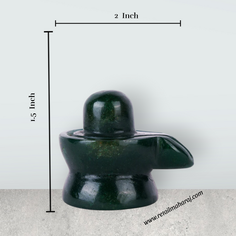 Green Jade Shiva Lingam Statue - 1.5 x 2 Inches | Margaj Shiv Ling Statue/ Shivling Statue for Pooja - Retail Maharaj