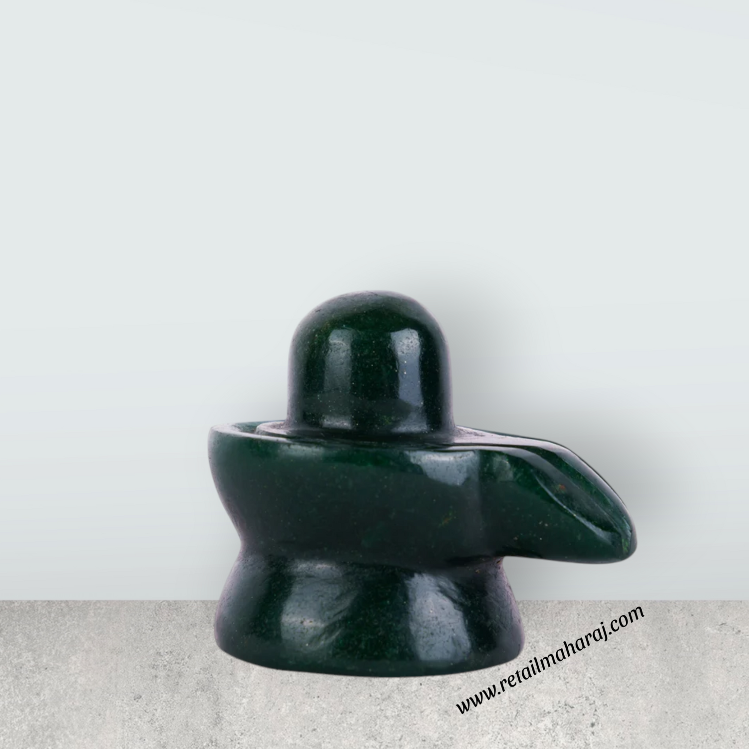 Green Jade Shiva Lingam Statue - 1.5 x 2 Inches | Margaj Shiv Ling Statue/ Shivling Statue for Pooja - Retail Maharaj