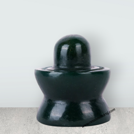 Green Jade Shiva Lingam Statue - 1.5 x 2 Inches | Margaj Shiv Ling Statue/ Shivling Statue for Pooja - Retail Maharaj