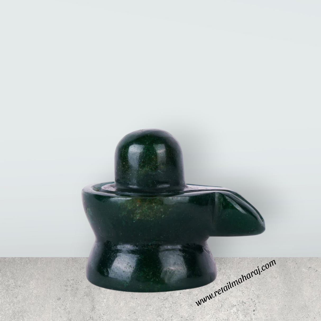 Green Jade Shiva Lingam Statue - 1.5 x 2 Inches | Margaj Shiv Ling Statue/ Shivling Statue for Pooja - Retail Maharaj