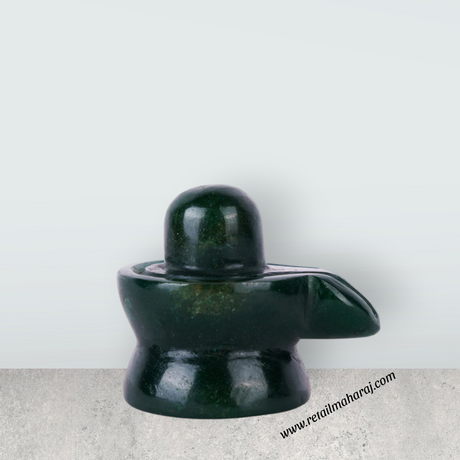 Green Jade Shiva Lingam Statue - 1.5 x 2 Inches | Margaj Shiv Ling Statue/ Shivling Statue for Pooja - Retail Maharaj