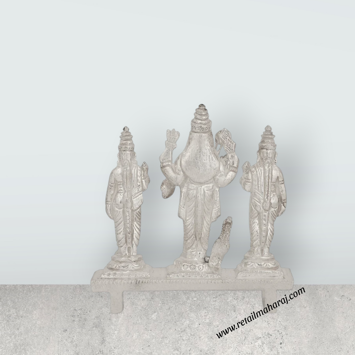 Murugar with Valli Deivanai Murti - 2.75 x 2.75 Inches | Silver Idol / Murugan Valli Deivanai Statue for Pooja - Retail Maharaj