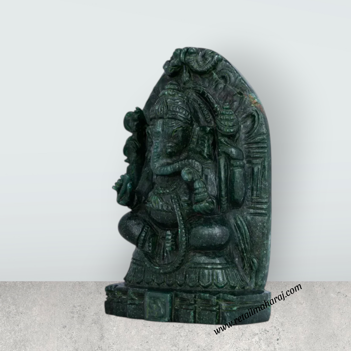 Ganesha Murti - 7.5 x 4.5 Inches | Jade Idol/ Ganapathi Statue / Vinayaka Idol for Pooja - Retail Maharaj