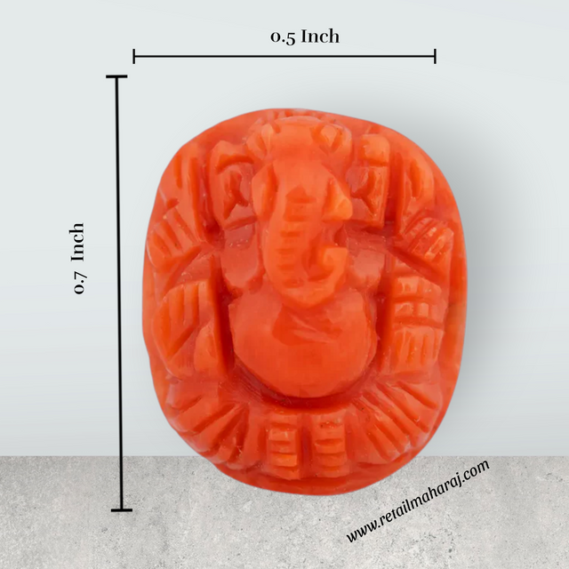 Ganesh Murti - 0.7 x 0.5 Inches | Coral Ganpati Murti / Vinayaka Statue for Pooja / Ganesha Idol - Retail Maharaj