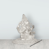 Ganesha Murti - 4 x 4.5 Inches | Silver Idol / Vinayakar Statue / Ganapathi Sculpture For Home & Pooja - Retail Maharaj