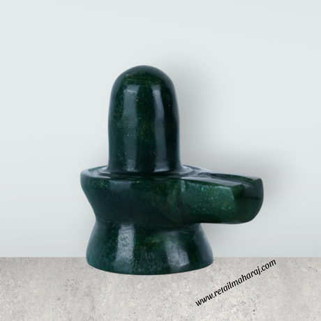 Green Zade Shiv Ling Murti - 1.75 x 1.5 Inches | Margaj Shiva Lingam Statue/ Shiv Ling Statue for Worship - Retail Maharaj