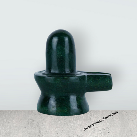 Green Zade Shiv Ling Murti - 1.75 x 1.5 Inches | Margaj Shiva Lingam Statue/ Shiv Ling Statue for Worship - Retail Maharaj