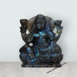 Lakshmi Sitting on Base Murti- 4 x 5 Inches | Labradorite Idol/ Maha Lakshmi Statue/ Decor For Home & Pooja - Retail Maharaj