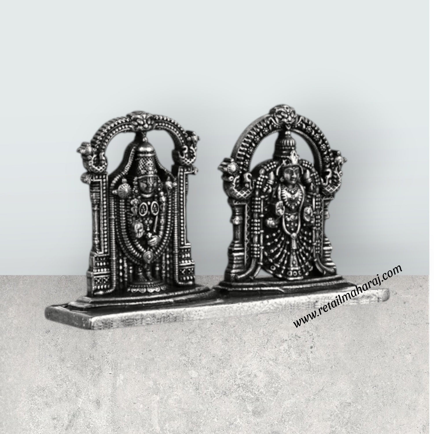 Perumal Thayar With Base - 1.75 X 2.5 Inches | Silver Balaji Thayar/ Antique Polish Thayar Perumal For Pooja - Retail Maharaj