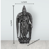 Meenakshi Amman Statue Standing On Lotus - 3.5 X 1.5 Inches | Silver Idol/ Antique Polish Meenakshi Statue For Pooja - Retail Maharaj