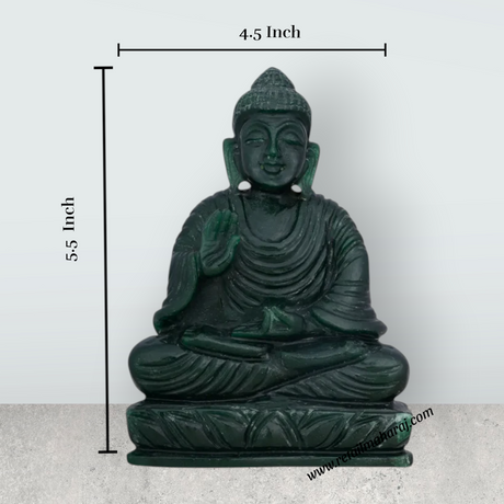 Buddha Sitting on Flower Base Statue - 5.5 x 4.5 Inches | Stone Buddha Murti / Buddha Statue for Home - Retail Maharaj