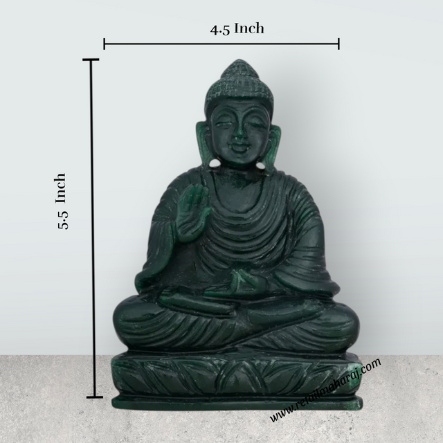 Buddha Sitting on Flower Base Statue - 5.5 x 4.5 Inches | Stone Buddha Murti / Buddha Statue for Home - Retail Maharaj