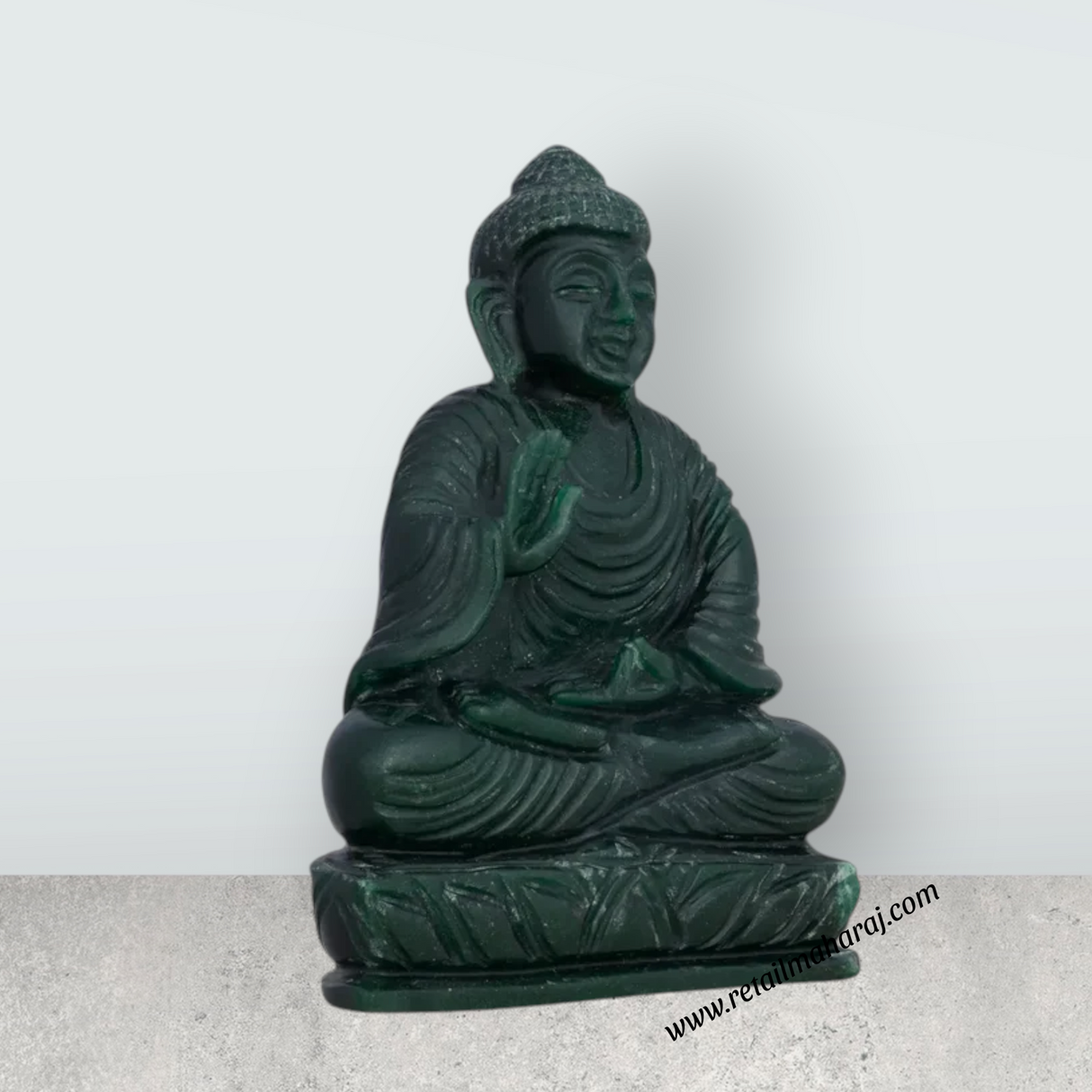 Buddha Sitting on Flower Base Statue - 5.5 x 4.5 Inches | Stone Buddha Murti / Buddha Statue for Home - Retail Maharaj