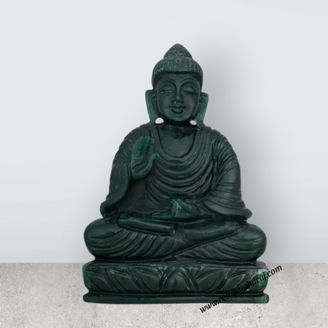 Buddha Sitting on Flower Base Statue - 5.5 x 4.5 Inches | Stone Buddha Murti / Buddha Statue for Home - Retail Maharaj