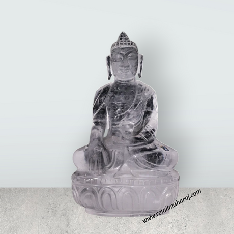 Ganesha Sitting On Base Murti - 3.5 x 2.5 Inches | Spatik Idol / Ganapathi Statue Decor for Home & Pooja - Retail Maharaj