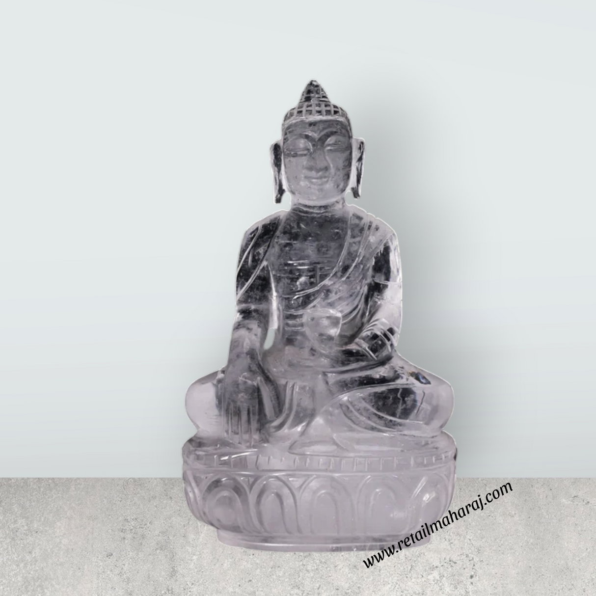 Buddha Sitting on Base Statue - 5.5 x 3.5 Inches | Sphatik Buddha Idol / Buddha Murti for Home Decor - Retail Maharaj
