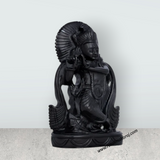 Krishna Standing on Base Murti - 7.5 x 5 Inches | Black Opal Statue/ Lord Krishna Idol/ Ganapathi Statue for Pooja - Retail Maharaj