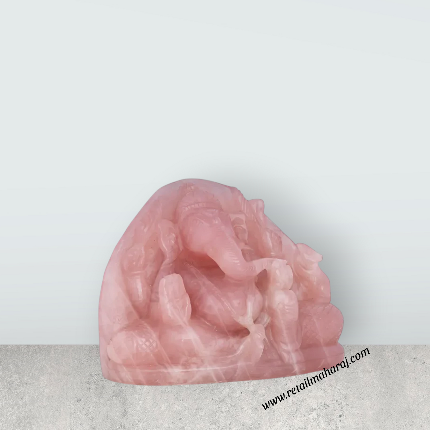 Ganesha Murti - 9 x 6.5 Inches | Rose Quartz Idol / Ganapathi Statue / Vinayaka Idol for Pooja - Retail Maharaj