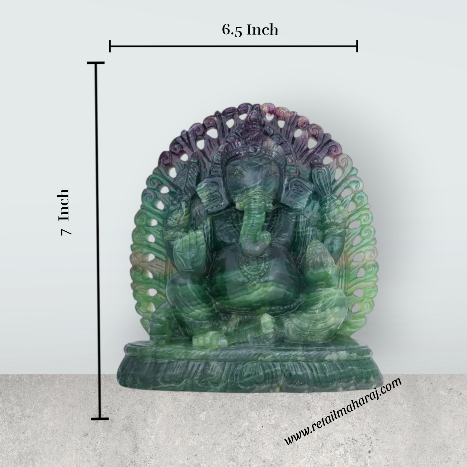 Ganesha Murti - 7 x 6.5 Inches | Fluorite Statue / Vinayaka Idol for Pooja / Ganapathi Statue - Retail Maharaj