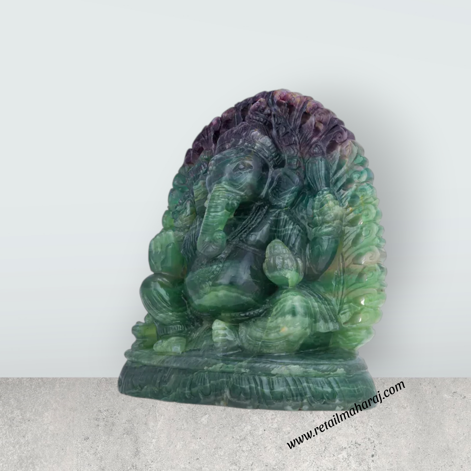 Ganesha Murti - 7 x 6.5 Inches | Fluorite Statue / Vinayaka Idol for Pooja / Ganapathi Statue - Retail Maharaj