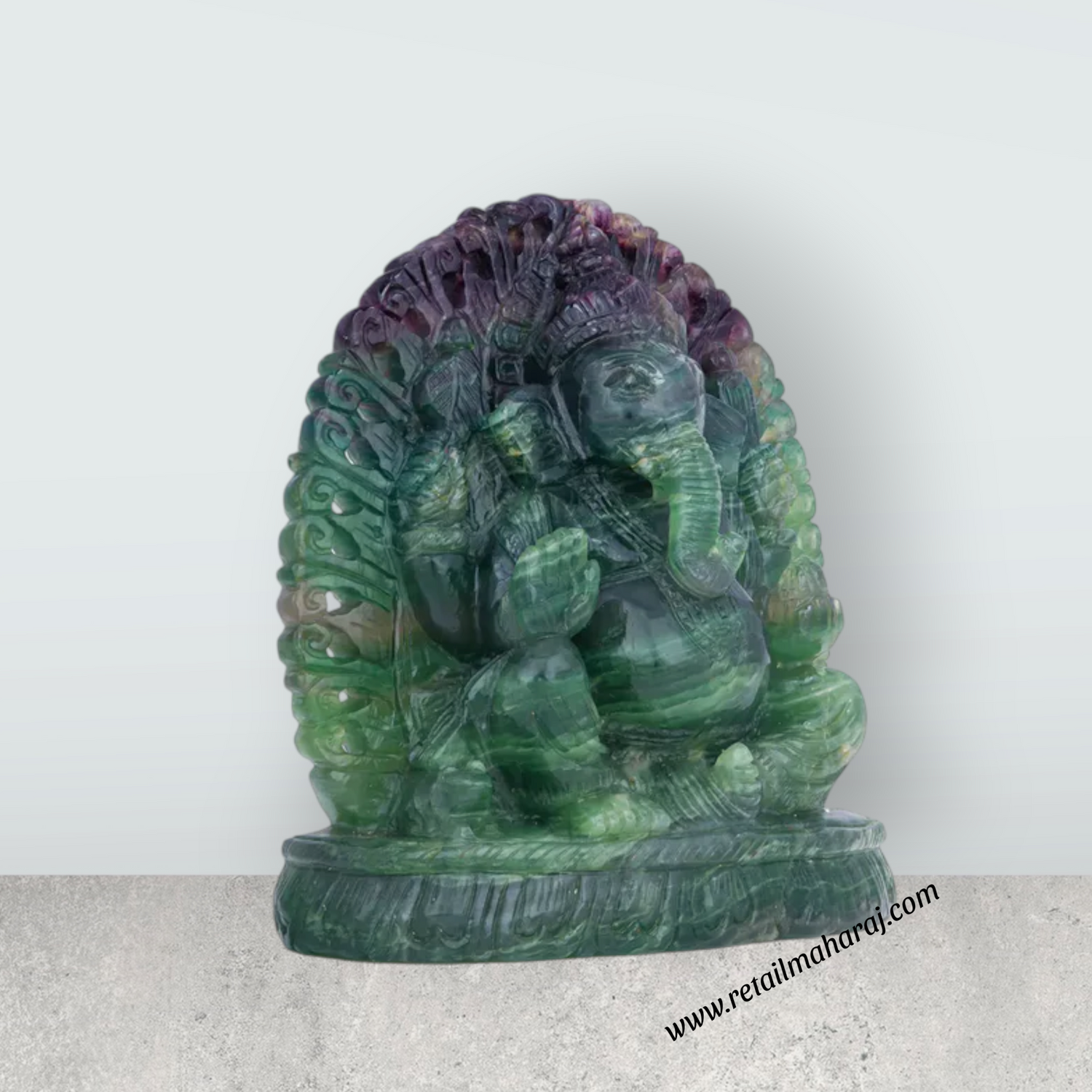 Ganesha Murti - 7 x 6.5 Inches | Fluorite Statue / Vinayaka Idol for Pooja / Ganapathi Statue - Retail Maharaj