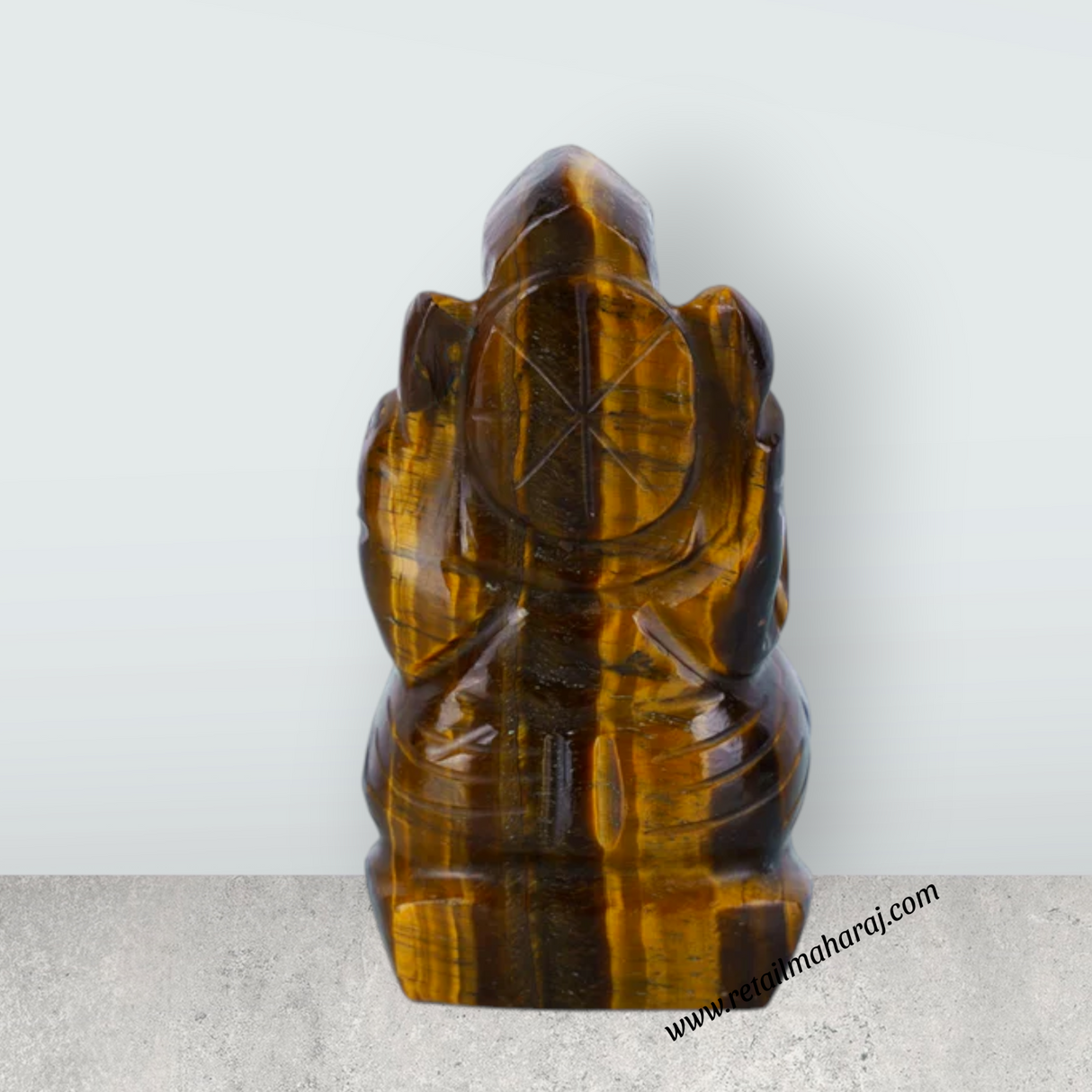 Tiger Eye Stone Ganesh Murti - 2.5 x 1.25 Inches | Tiger Stone Eye Ganpati Idol/ Ganpati Murti for Worship - Retail Maharaj