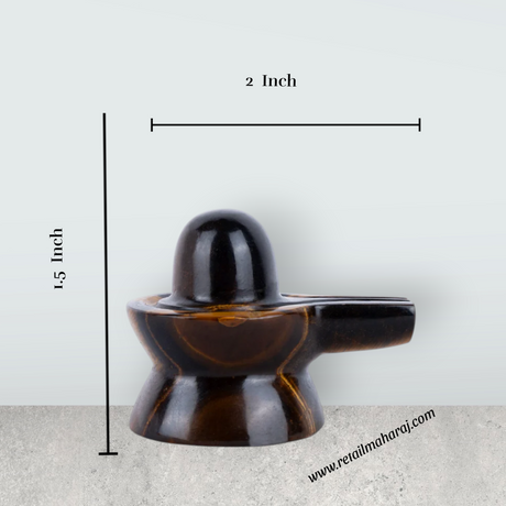 Tiger Eye Stone Shiv Ling Murti - 1.5 x 2 Inches | Tiger Stone Eye Shiva Lingam Statue/ Shiv Ling Idol for Pooja - Retail Maharaj