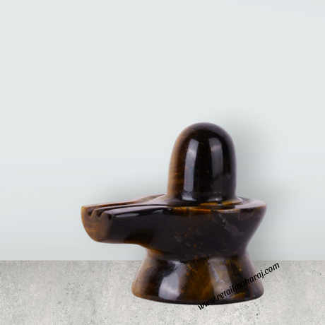 Tiger Eye Stone Shiv Ling Murti - 1.75 x 2 Inches | Tiger Stone Eye Shiva Lingam Statue/ Shiv Ling Idol for Pooja - Retail Maharaj