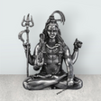 Sanskriti Vibes Shiva Statue - 2.25 X 1.75 Inches | Silver Idol/ Antique Polish Sitting Shiv Statue For Pooja Room - Retail Maharaj