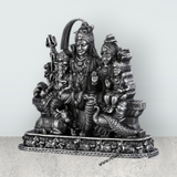 Shiv Family Murti With Base - 2.5 X 2.25 Inches | Silver Idol/ Antique Polish Shiva Family Statue For Pooja - Retail Maharaj