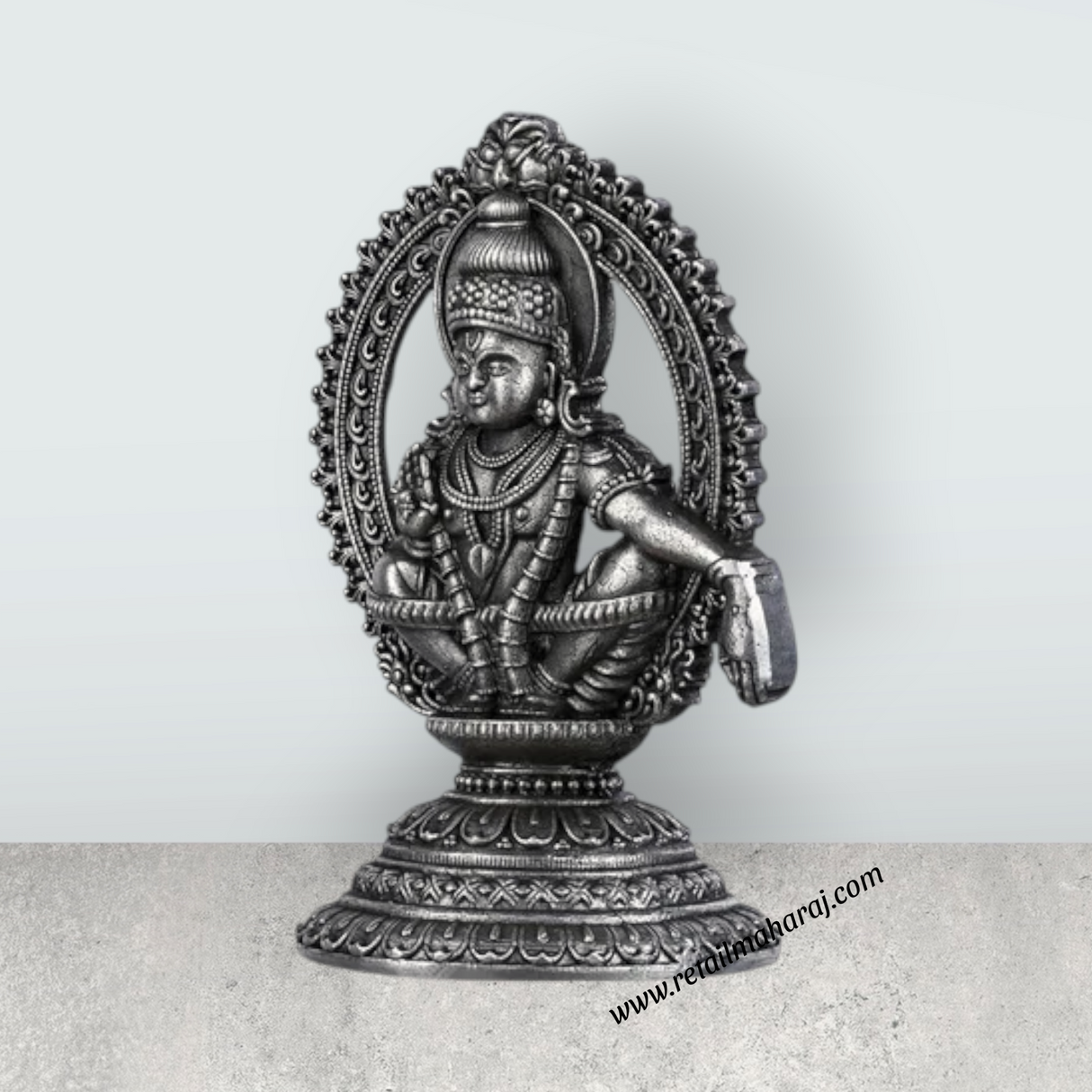 Ayyappan Statue With Arch - 2.5 X 1.5 Inches | Silver Idol/ Antique Polish Ayyappa Idol For Sabarimala Pooja - Retail Maharaj