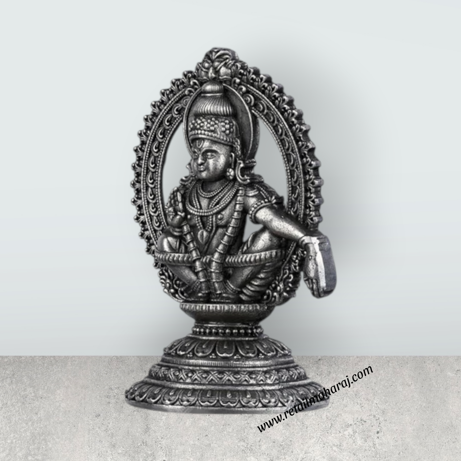 Ayyappan Statue With Arch - 2.5 X 1.5 Inches | Silver Idol/ Antique Polish Ayyappa Idol For Sabarimala Pooja - Retail Maharaj
