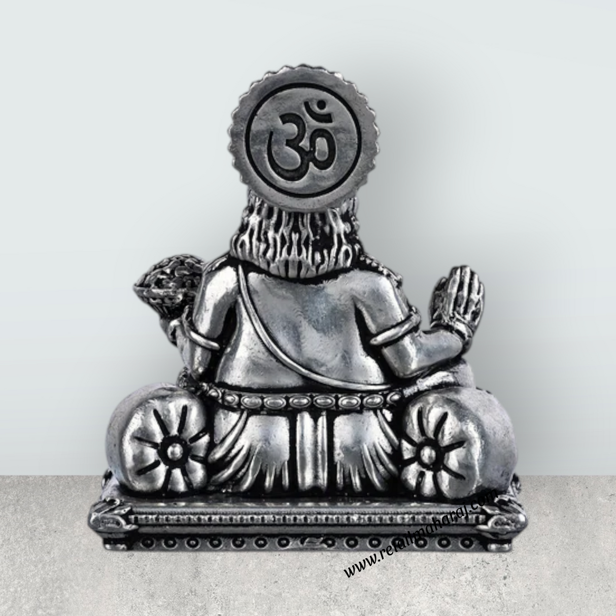 Kuber Statue Sitting On Sinhasan - 2 X 1.5 Inches | Silver Idol/ Antique Polish Kubera Statue For Wealth Pooja - Retail Maharaj
