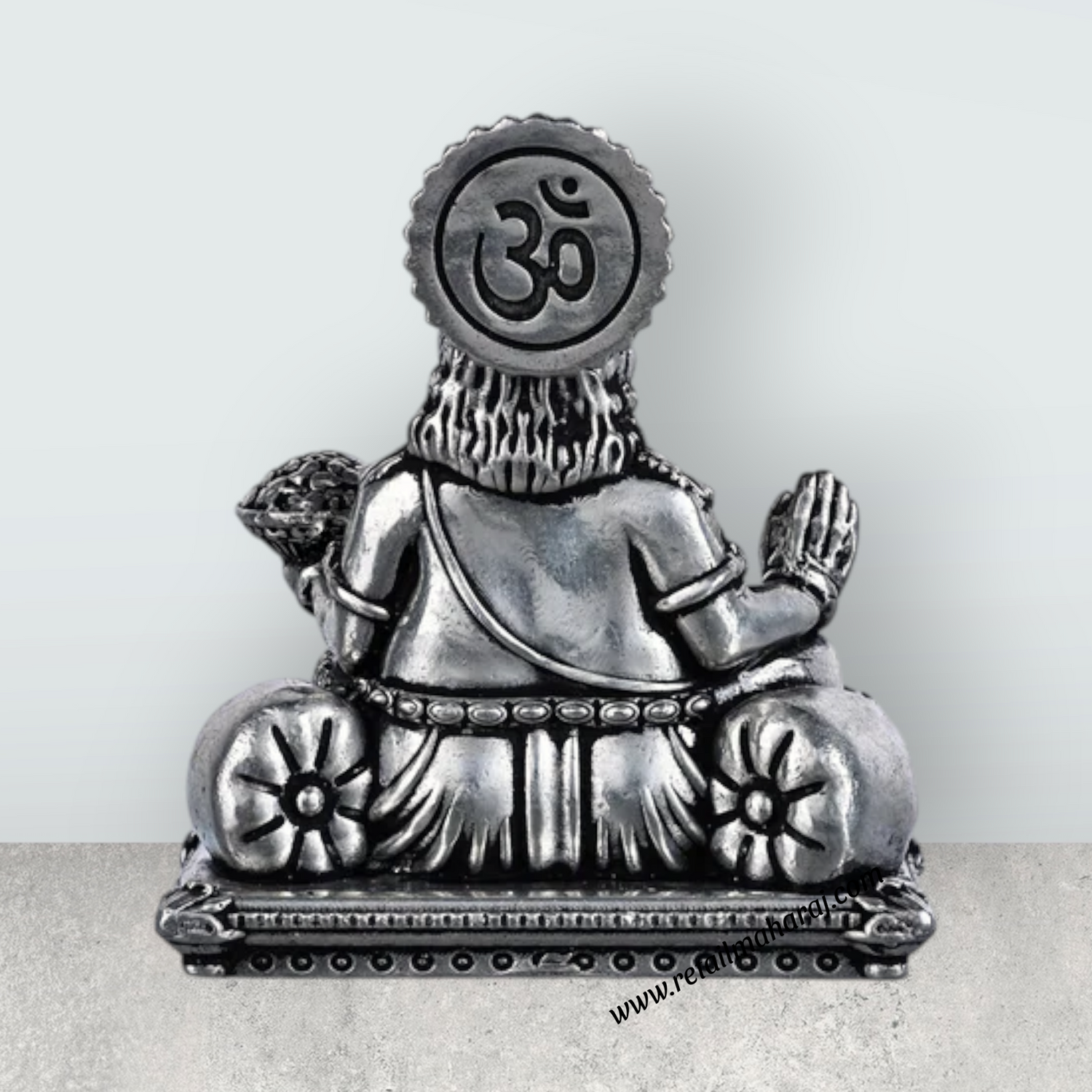 Kuber Statue Sitting On Sinhasan - 2 X 1.5 Inches | Silver Idol/ Antique Polish Kubera Statue For Wealth Pooja - Retail Maharaj