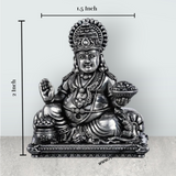 Kuber Statue Sitting On Sinhasan - 2 X 1.5 Inches | Silver Idol/ Antique Polish Kubera Statue For Wealth Pooja - Retail Maharaj
