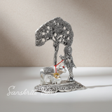 Metal Krishna Idol with Kamdhenu Cow Standing Under Tree – Decorative Showpiece Figurine for Pooja & Home Temple by Sanskriti Vibes | Glossy Finish - Retail Maharaj