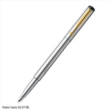 Parker Vector Stainless Steel Gold Trim Roller Ball Pen | Ink Color – Blue