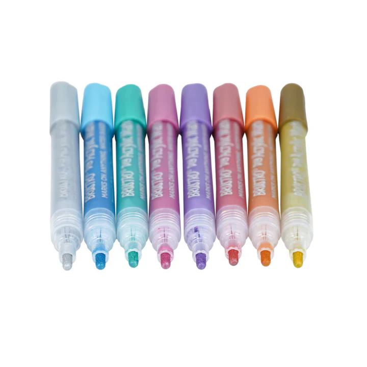 Brustro DIY Acrylic Marker Set of 8 Metallic Shades - Retail Maharaj