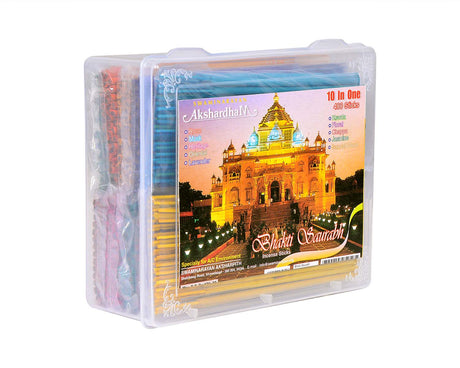 Bhakti Saurabh (10 in 1) Approx. 400 Sticks | 5.25" Stick | Plastic Container - Retail Maharaj