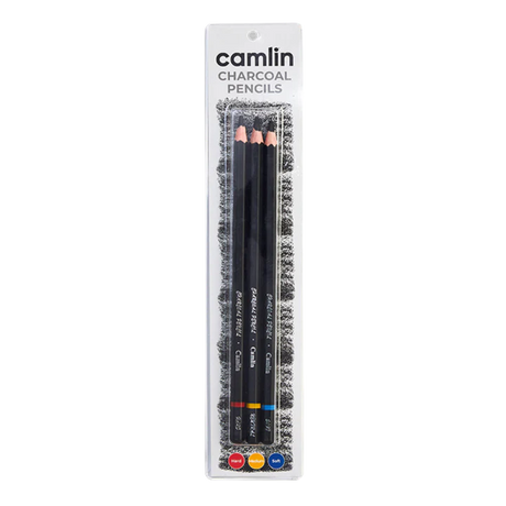Camlin Charcoal Pencils Assorted Set of 3 Grades for Drawing and Sketching - Retail Maharaj