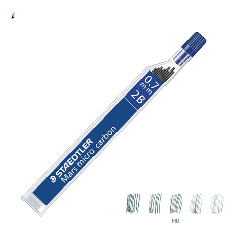 Staedtler Micro Mars Carbon 0.7mm 2B Mechanical Pencil Lead Refills for Smooth Writing and Drawing - Retail Maharaj