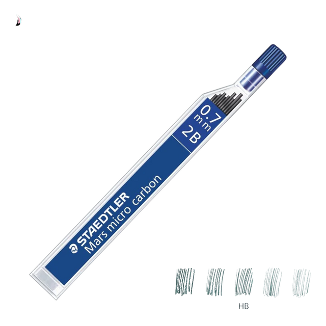 Staedtler Micro Mars Carbon 0.7mm 2B Mechanical Pencil Lead Refills for Smooth Writing and Drawing - Retail Maharaj