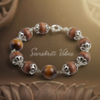 Tulsi Beads with Tiger Ball Bracelet in Silver Cap – 92.5% Silver with 12mm Beads - Retail Maharaj
