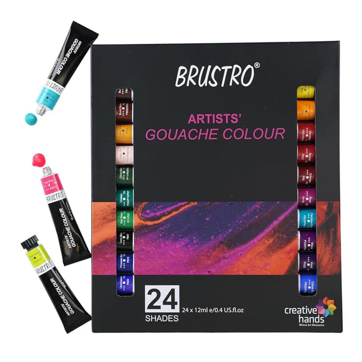 Brustro Artists Gouache Colour Paint Set 24 Tubes 12ml Each - Retail Maharaj