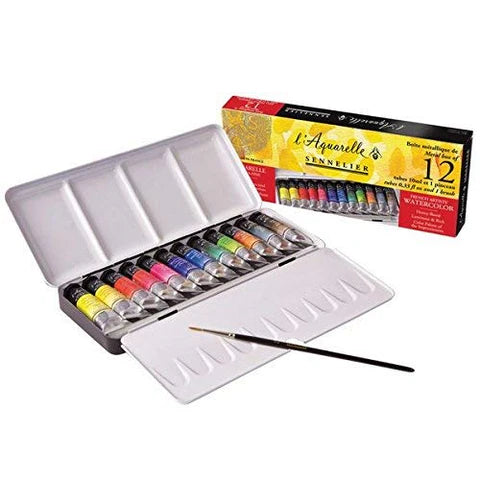 Sennelier l'Aquarelle French Artists' Watercolour Metal Box of 12 Tubes - Retail Maharaj